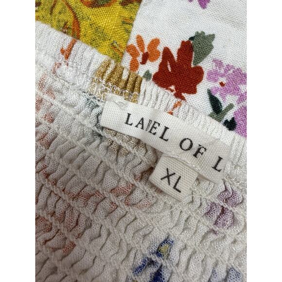Label Of Love Linen Blend Maxi Dress White Multicolor Print Boho Summer XL - Picture 9 of 10
